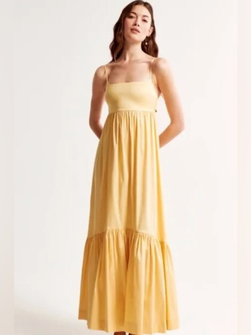 Abercrombie & Fitch Butter Yellow Bow Back Maxi Dress